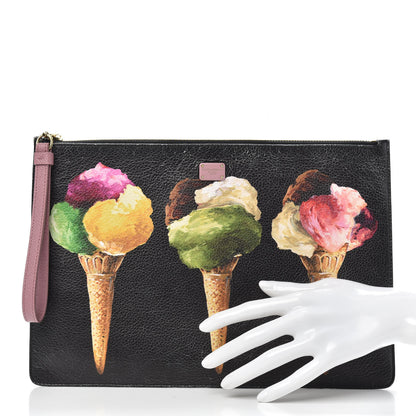 Dolce & Gabbana Vitello Stampato Ice Cream Pouch Black Multicolor 2 of 9