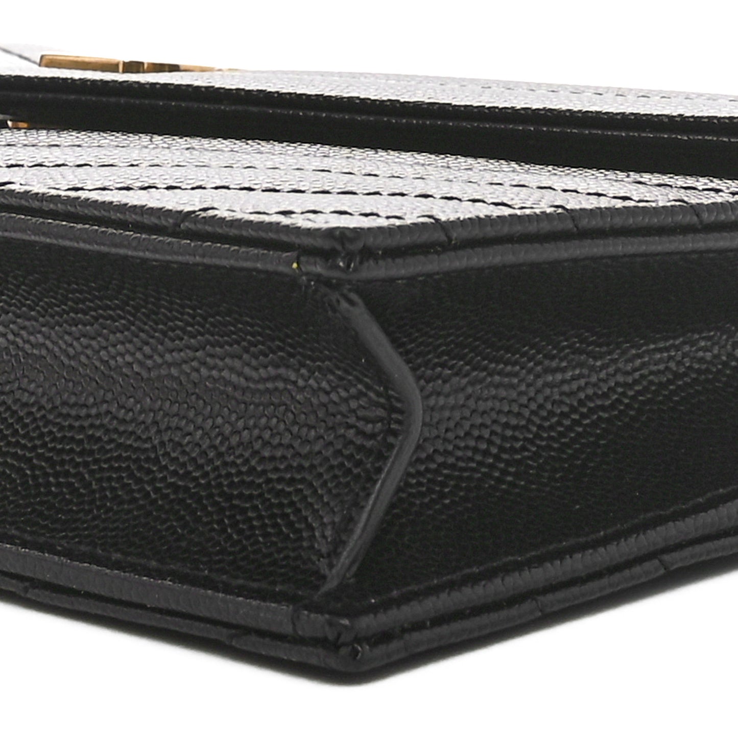 Grain De Poudre Matelasse Chevron Monogram Envelope Chain Wallet Black