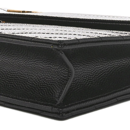 Saint Laurent Grain De Poudre Matelasse Chevron Monogram Envelope Chain Wallet Black 10 of 10