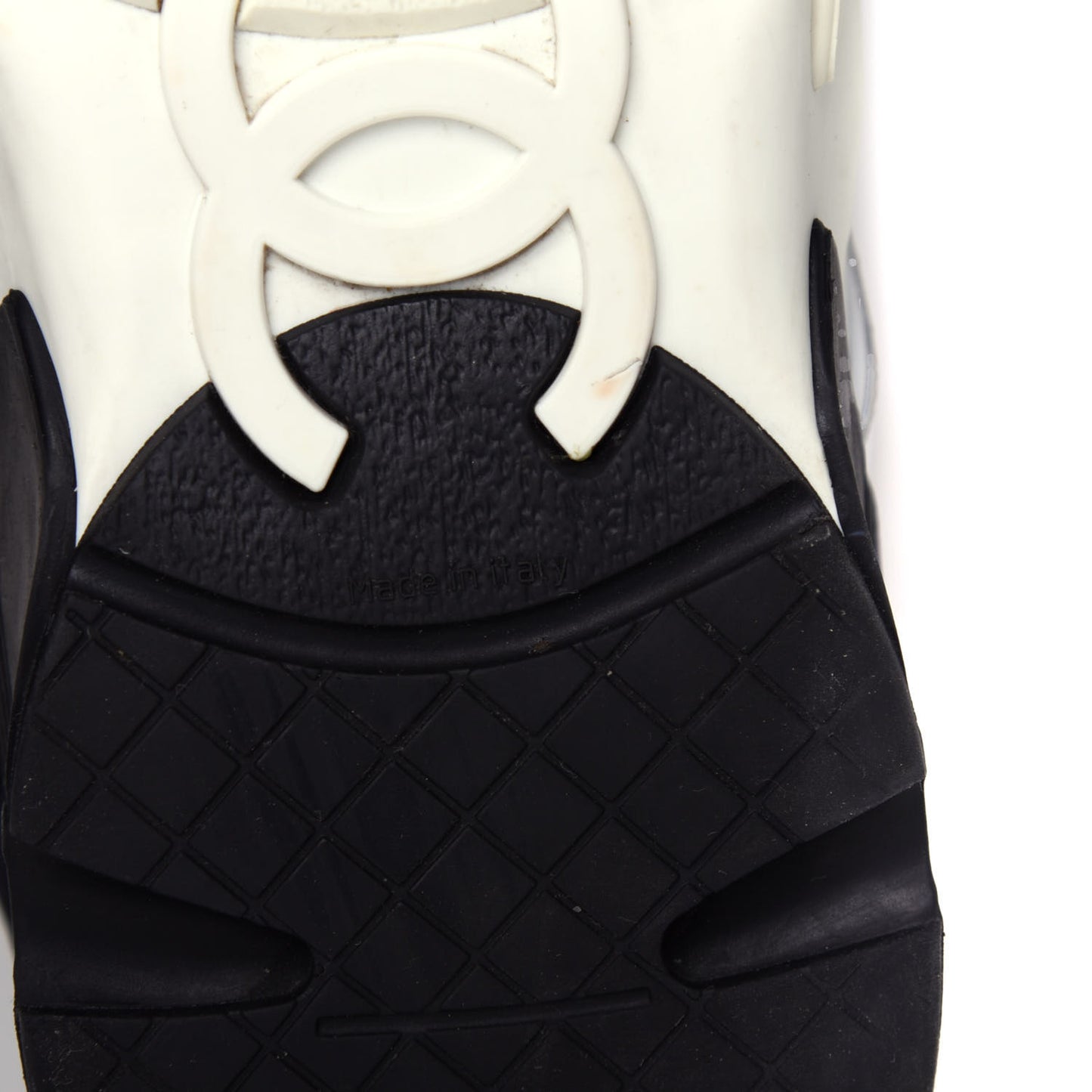 Calfskin Lambskin Womens CC Sneakers 38.5 White Black