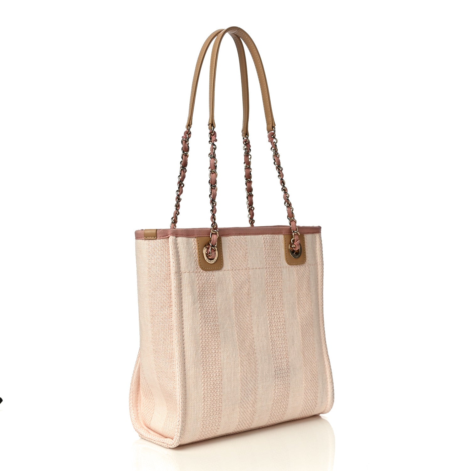 Chanel Mixed Fibers Calfskin Striped Mini Deauville Tote Pink 2 of 10