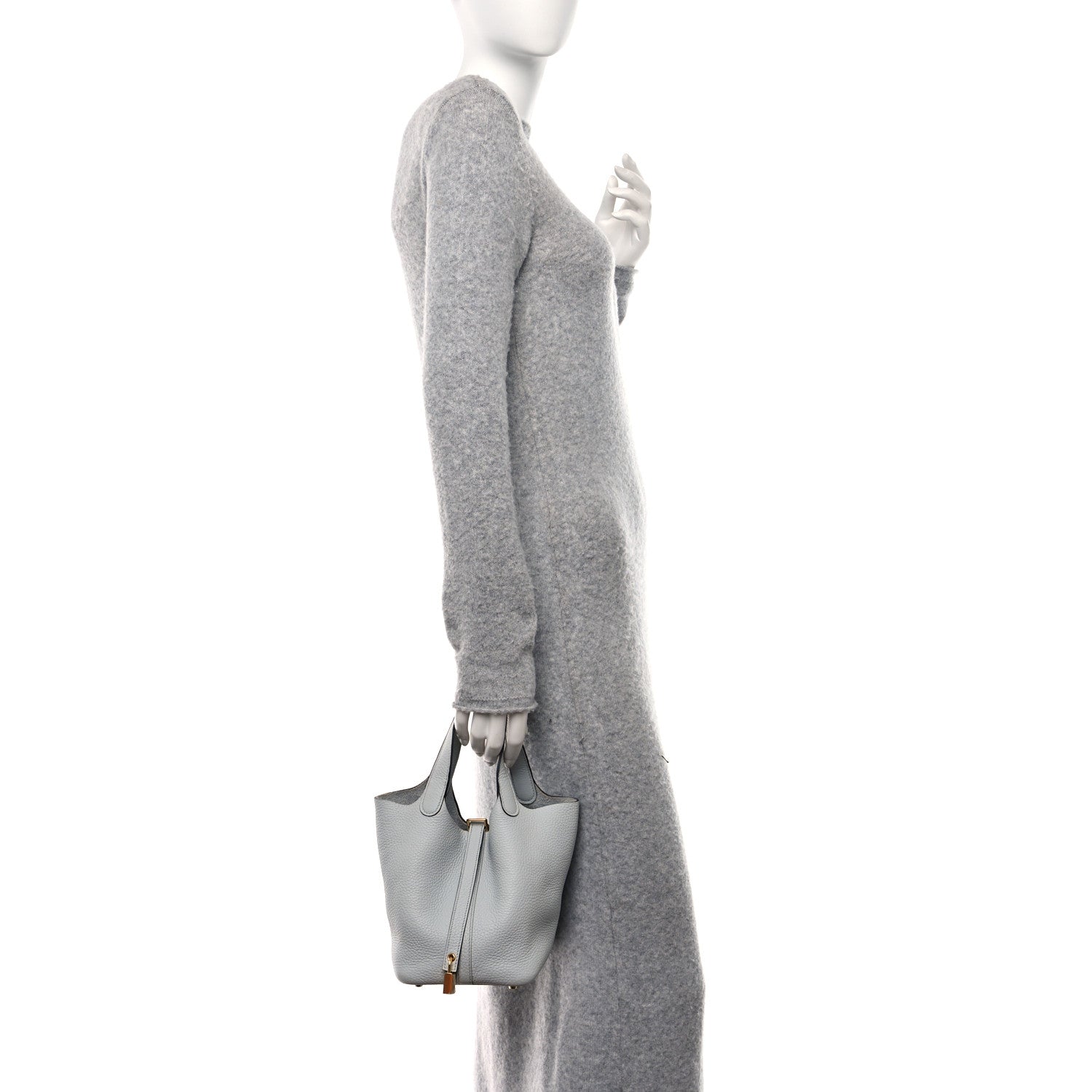 Hermes Taurillon Clemence Picotin Lock 18 PM Bleu Pale 2 of 12