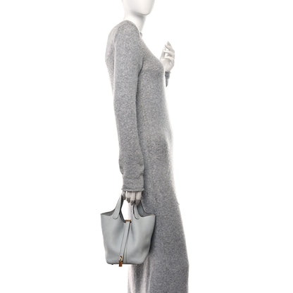 Hermes Taurillon Clemence Picotin Lock 18 PM Bleu Pale 2 of 12