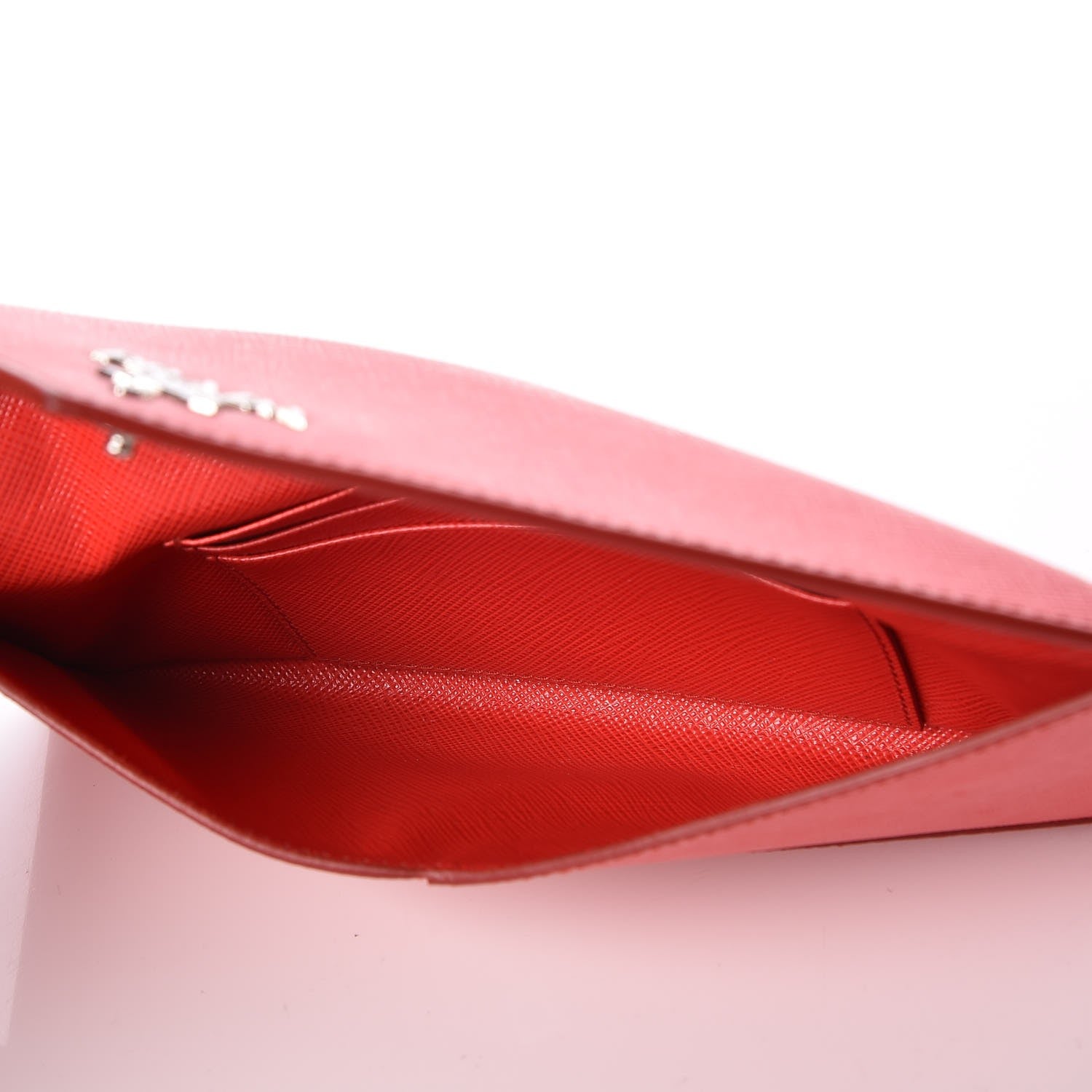 Prada Saffiano Metal Envelope Wallet Red 5 of 6