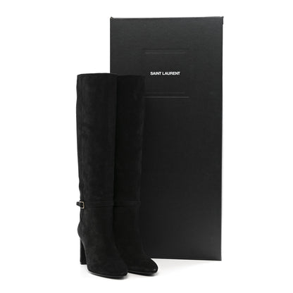 Saint Laurent Suede Lou 75 Harness Knee High Boots 39.5 Black 10 of 10