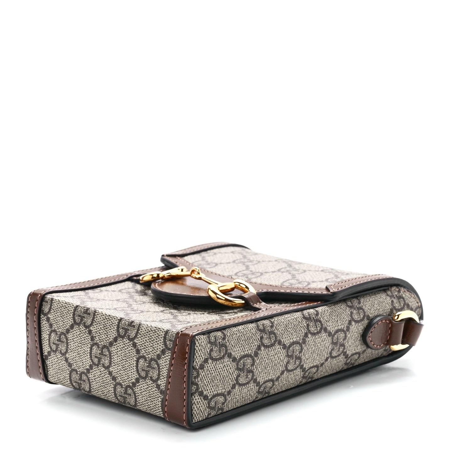 GG Supreme Monogram Mini Horsebit 1955 Crossbody Bag Beige Brown Sugar