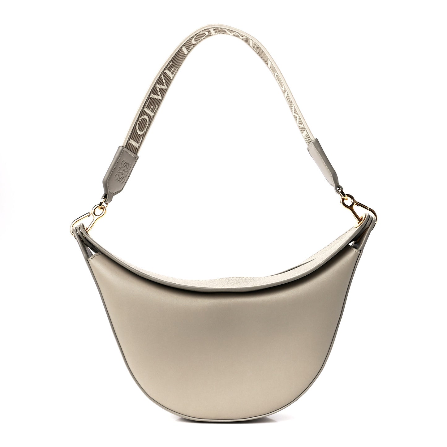 Satin Calfskin Jacquard Small Luna Bag Oat