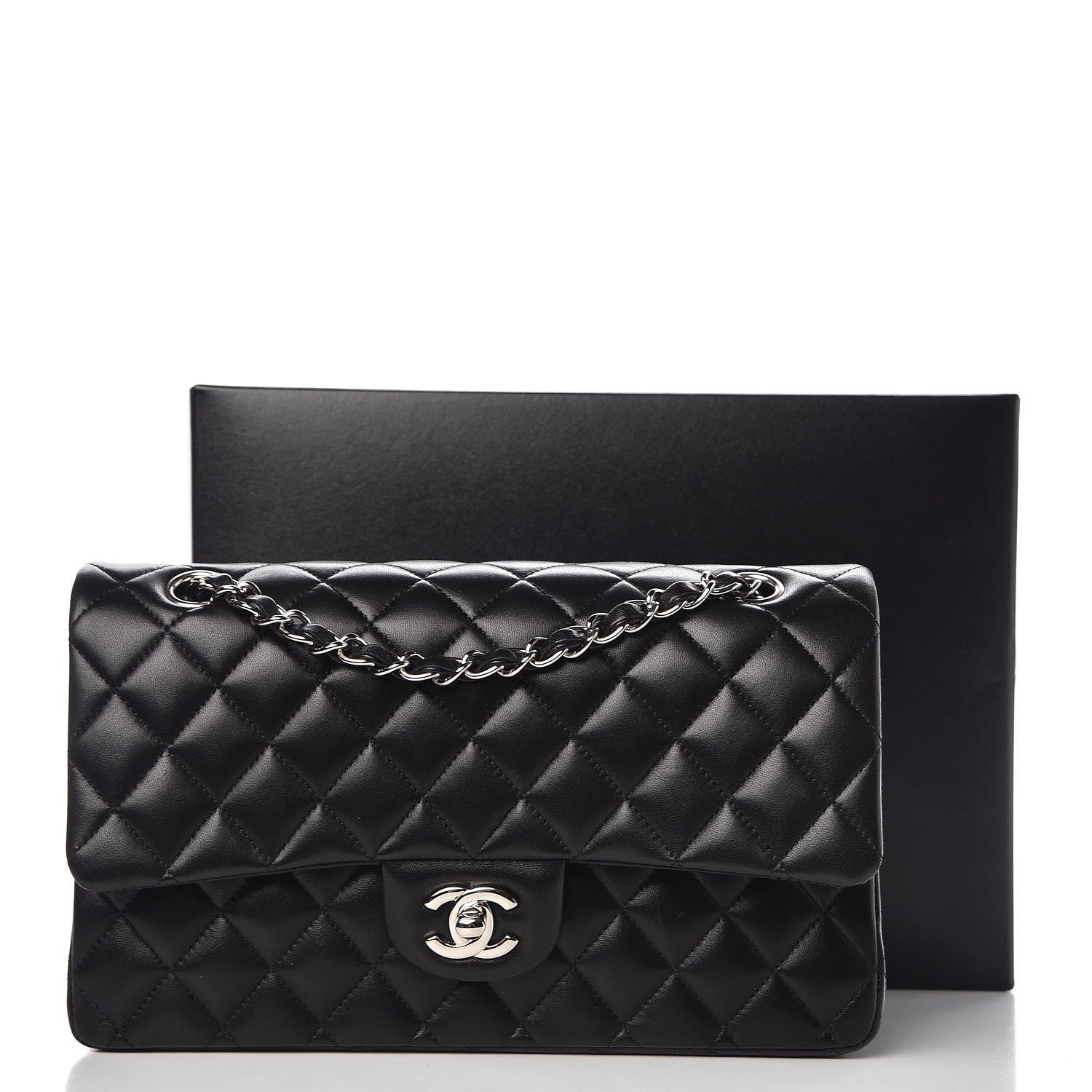 Chanel Lambskin Quilted Medium Double Flap Black 10 of 10