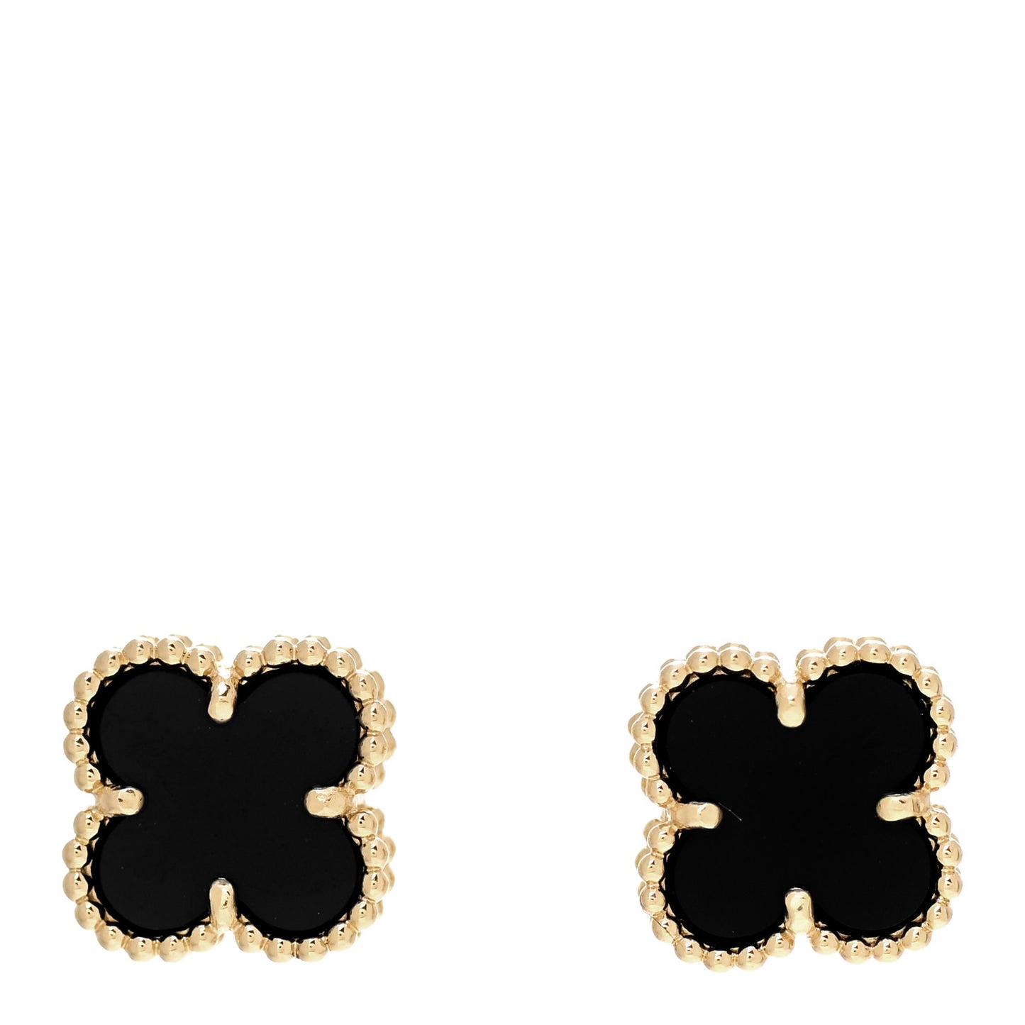 18K Yellow Gold Black Onyx Sweet Alhambra Earrings