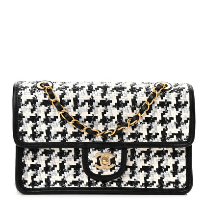 Chanel Metallic Lambskin Viscose Woven Flap Silver Black 1 of 11