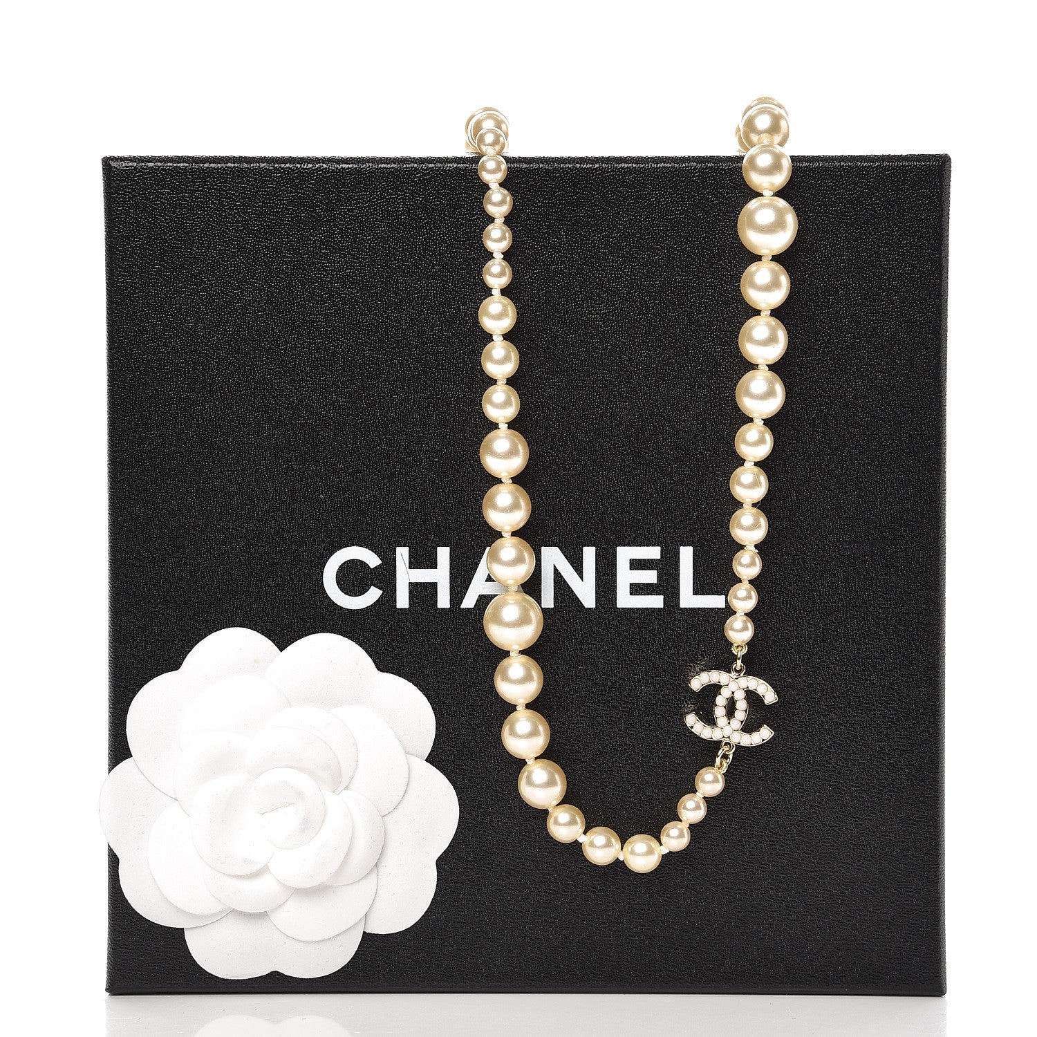 Chanel Graduated Pearl Long CC Necklace Gold 5 of 5