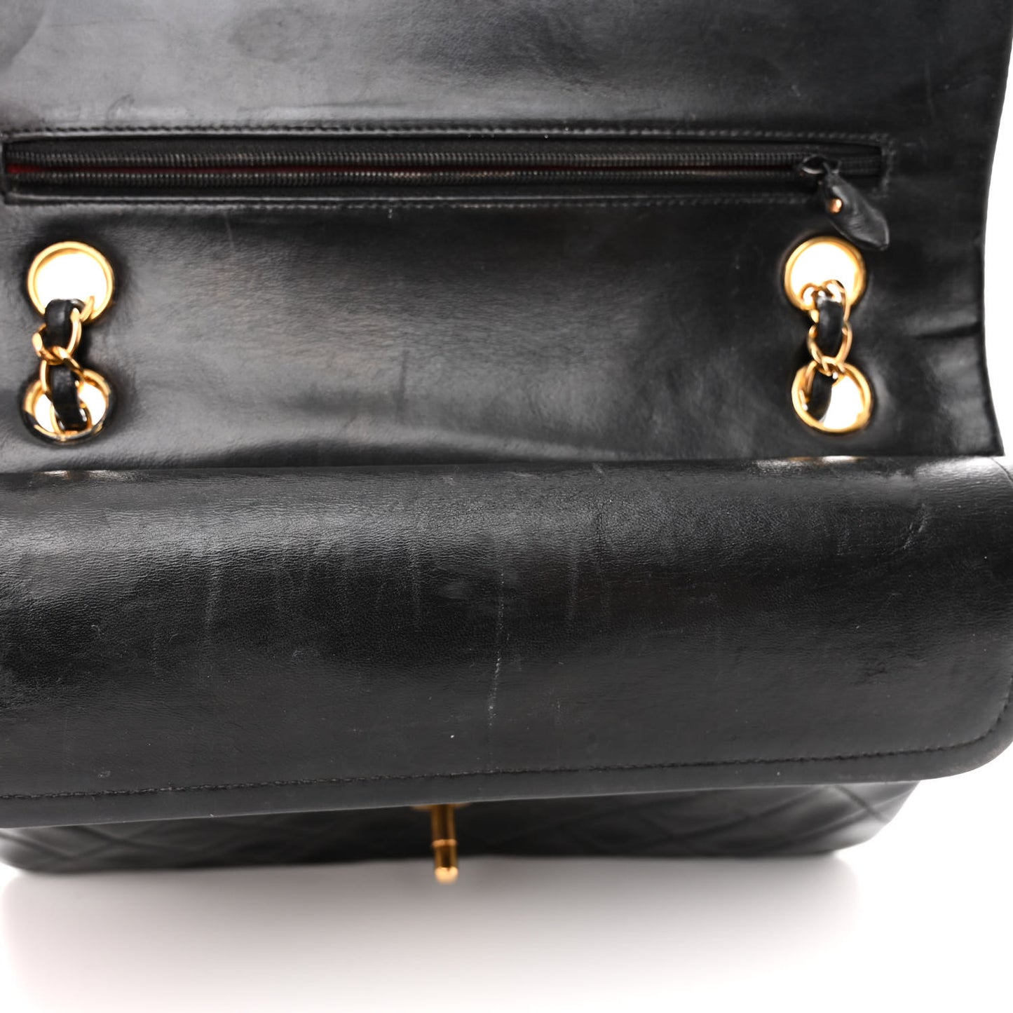Lambskin Quilted Medium Double Flap Black