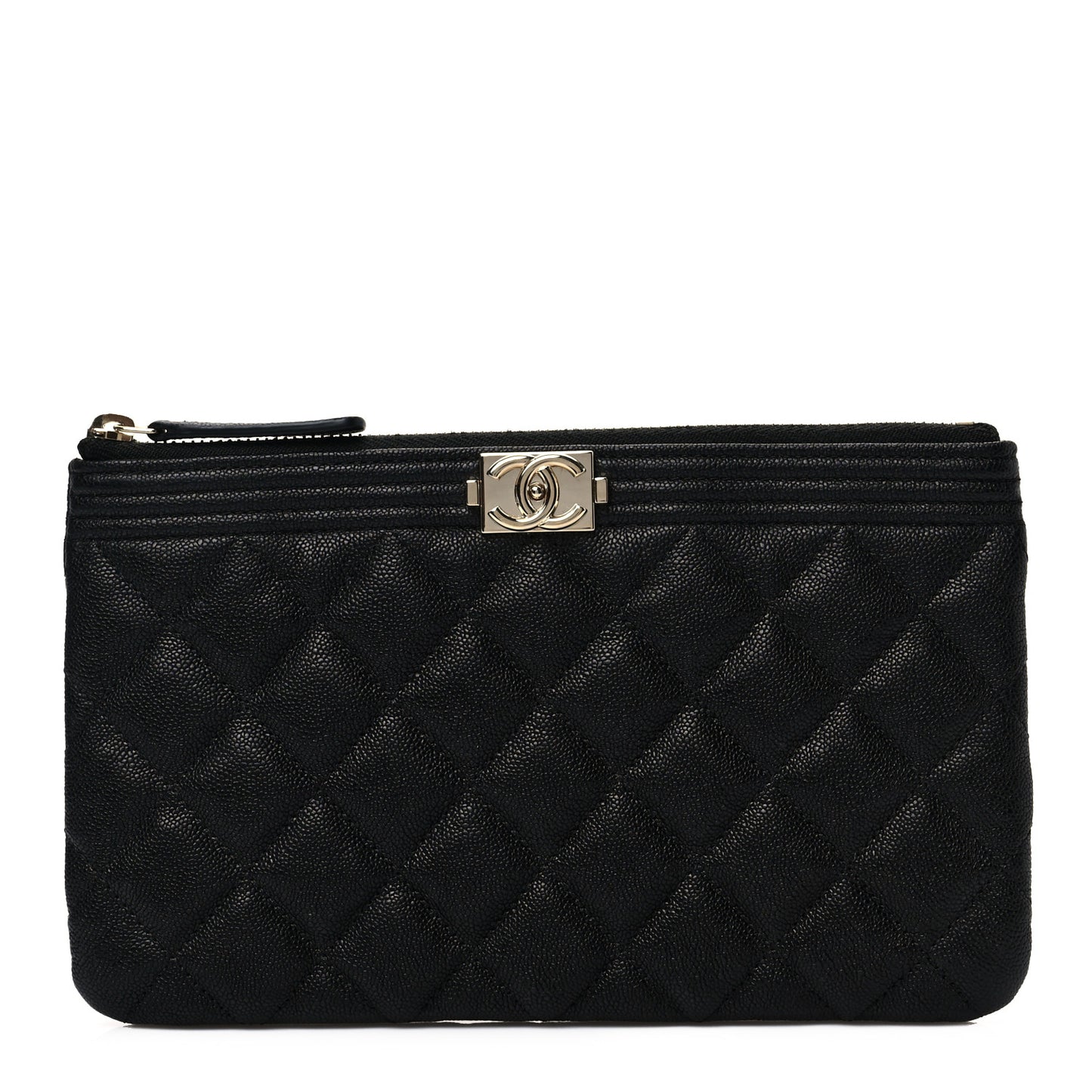 Caviar Quilted Small Boy Cosmetic Case Black