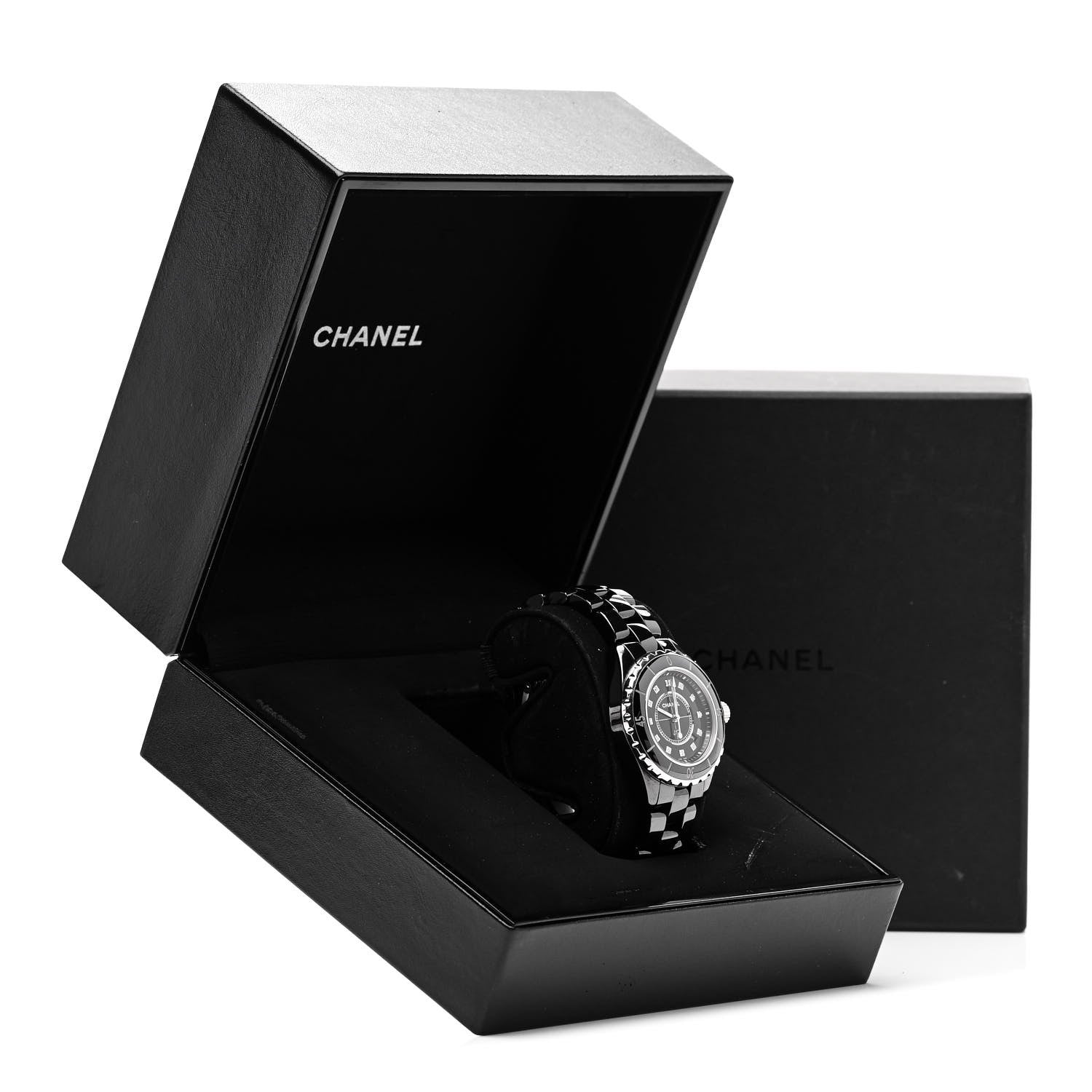 Chanel Stainless Steel Ceramic Diamond 33mm J12 Quartz Watch Black 6 of 6