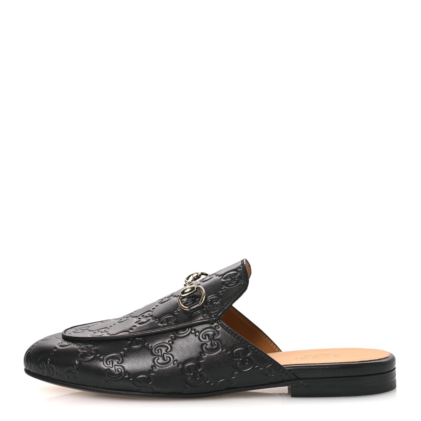 Glamour Calfskin Guccissima Womens Princetown Slippers 37 Black