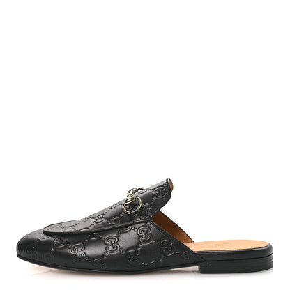 Gucci Glamour Calfskin Guccissima Womens Princetown Slippers 37 Black 1 of 11
