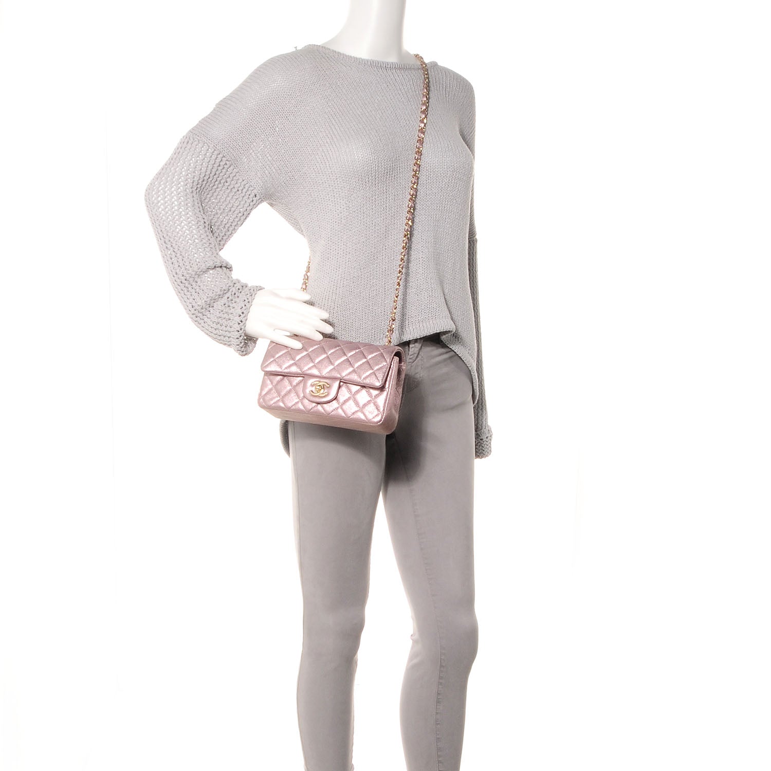 Chanel Metallic Goatskin Quilted Mini Flap Pink 2 of 8