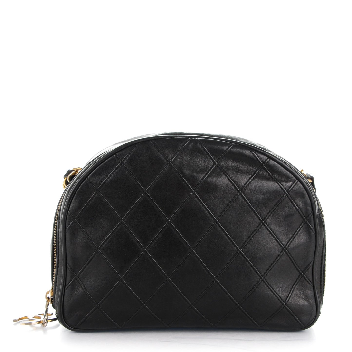 Lambskin Diamond Stitch Cosmetic Case Black
