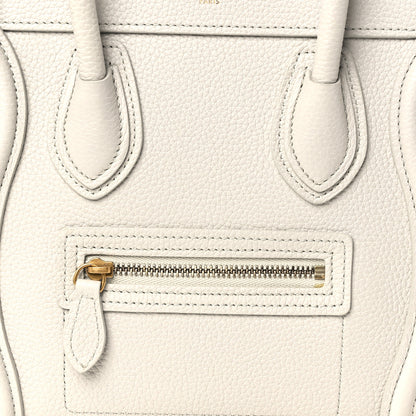 Celine Drummed Calfskin Nano Luggage Chalk 8 of 10