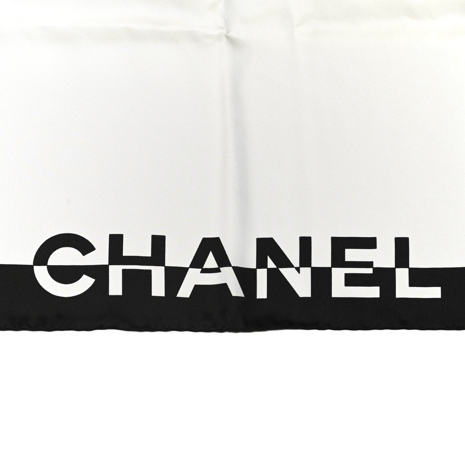 Chanel Silk Coco CC Square Scarf Black Ivory 2 of 3