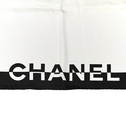 Chanel Silk Coco CC Square Scarf Black Ivory 2 of 3