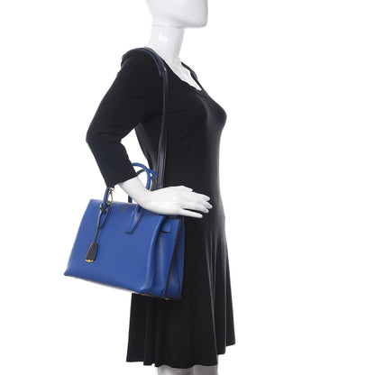 MCM Grained Calfskin Medium Milla Tote Blue 2 of 9