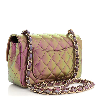 Chanel Iridescent Lambskin Quilted Mini Rectangular Flap Purple 3 of 11