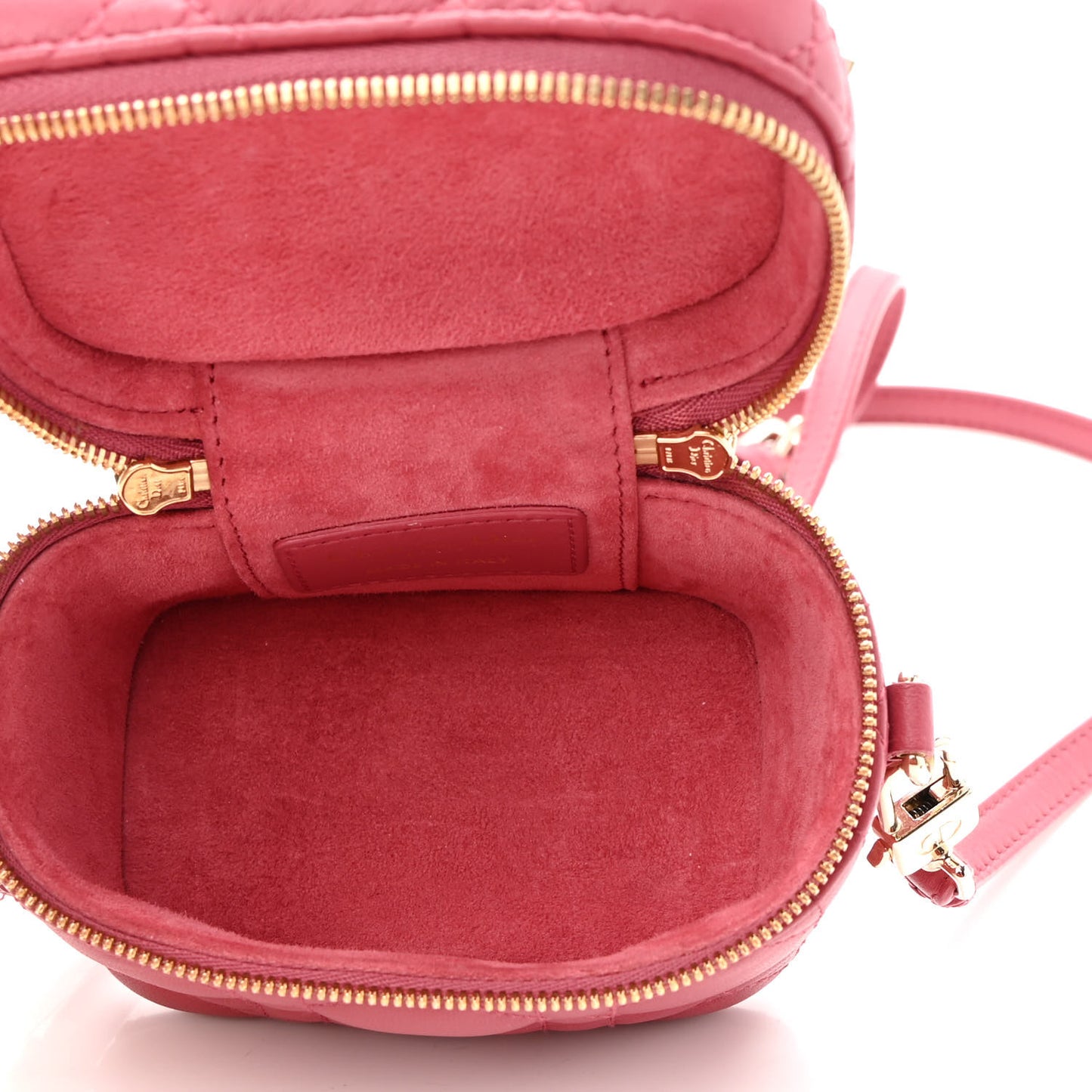 Lambskin Cannage Micro Lady Dior Vanity Case Pink