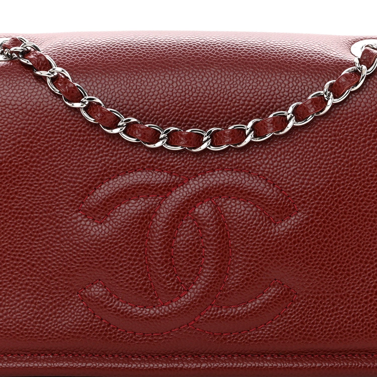 Chanel Caviar Medium Timeless CC Flap Dark Red 8 of 13