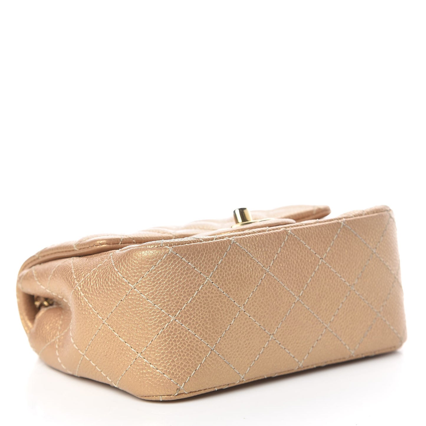 Metallic Caviar Quilted Mini Square Flap Gold