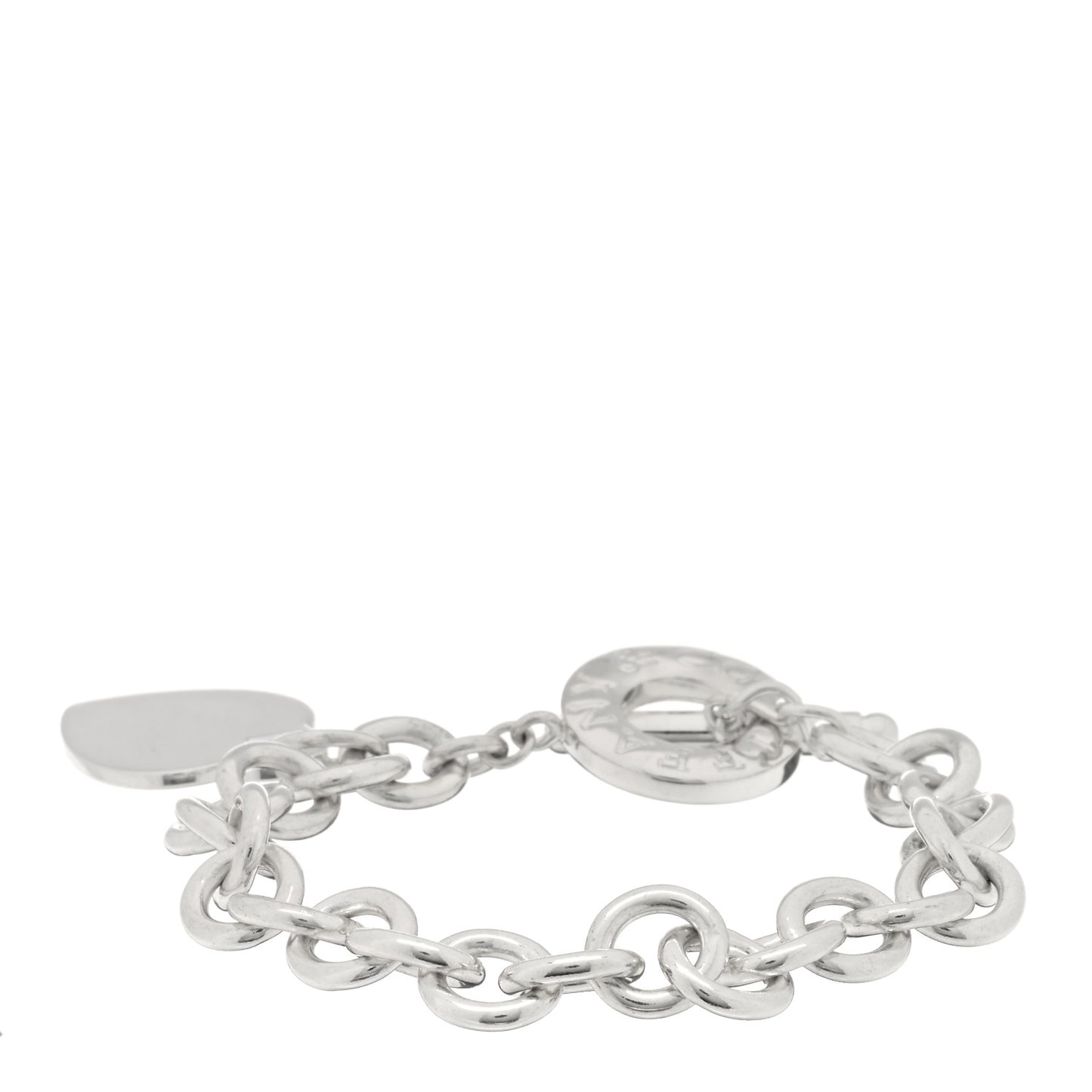 Sterling Silver Heart Tag Toggle Bracelet