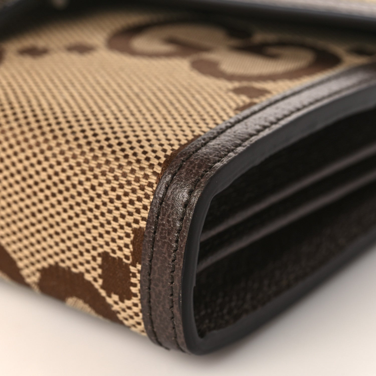 Gucci Monogram Jumbo GG Textured Dollar Calfskin Mini Dionysus Chain Wallet Camel Ebony New Acero 8 of 9