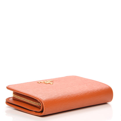Prada Vitello Move Metal Compact Wallet Papaya 4 of 8