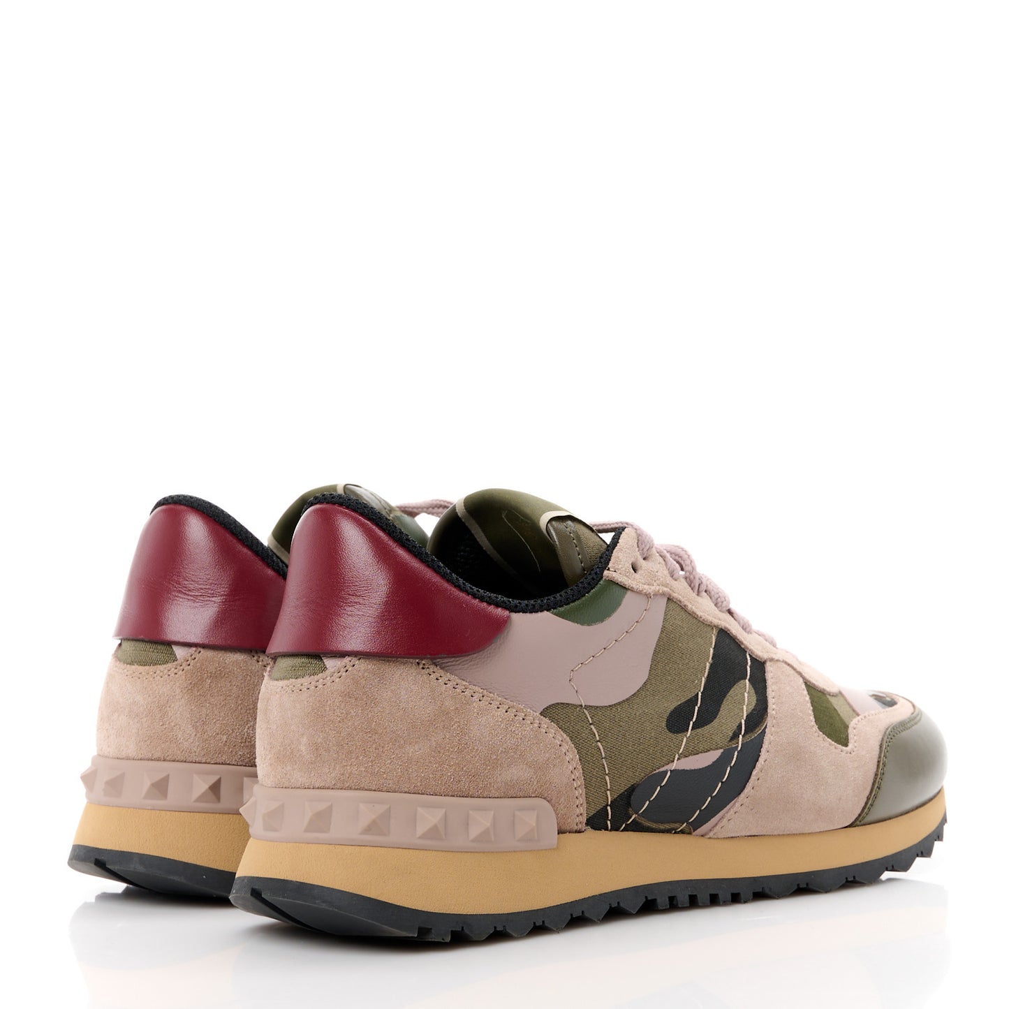 Fabric Suede Camouflage Womens Rockrunner Sneakers 36 Army Green Beige