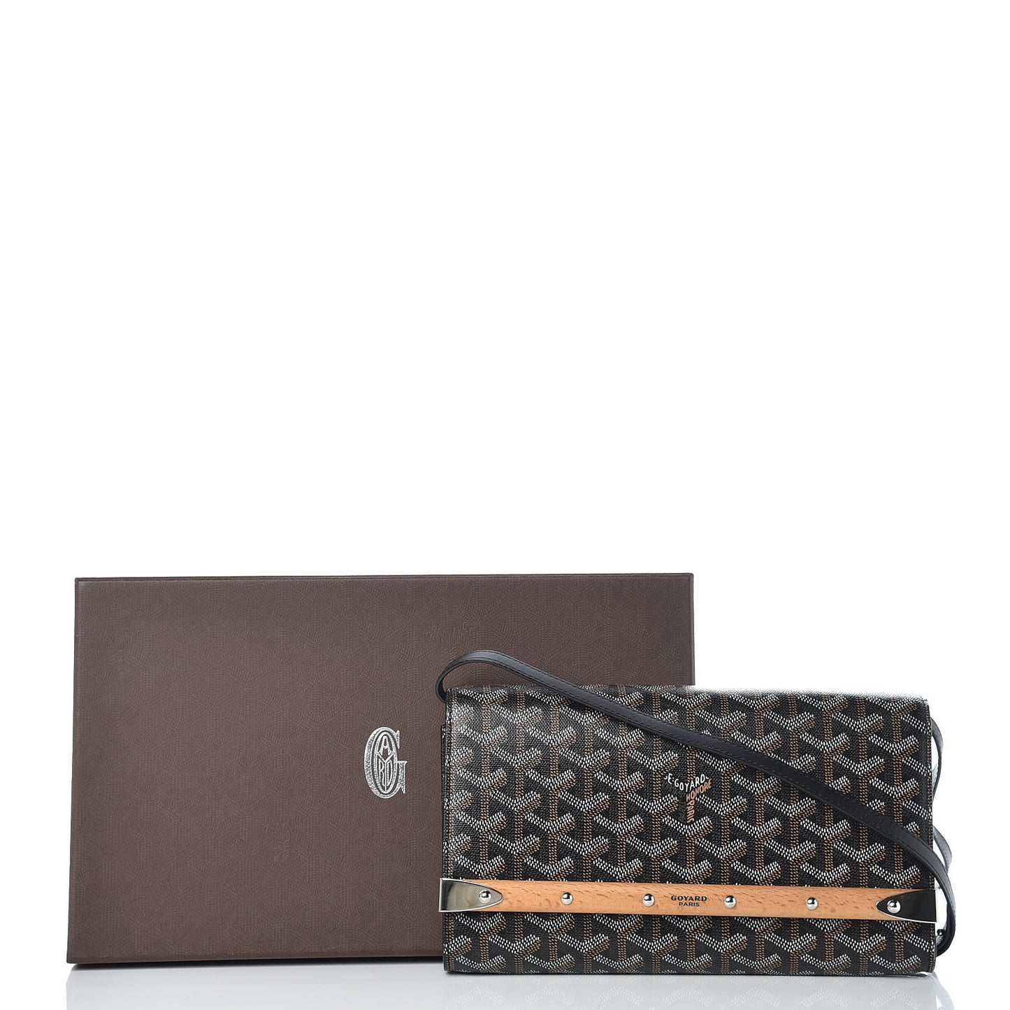 Goyardine Monte Carlo Bois Clutch With Strap Black