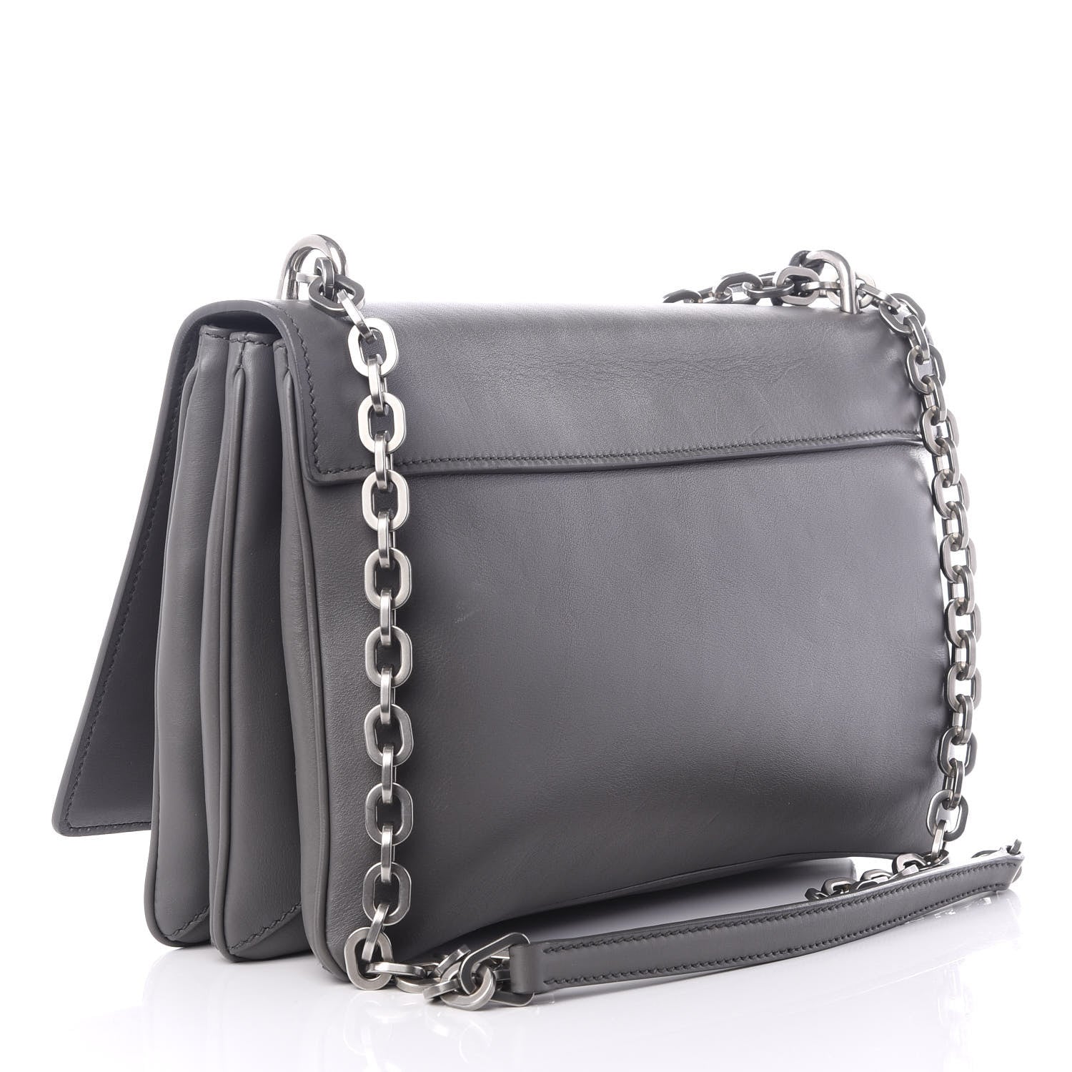 Prada City Calf Metal Closure Shoulder Bag Marmo 2 of 8