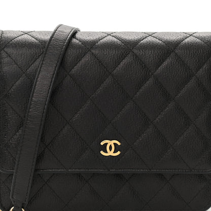 Chanel Letter Calfskin Embossed Quilted Square Wallet On Chain WOC Black 16 of 27