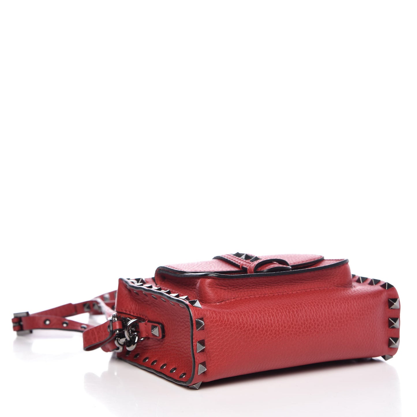 Calfskin Rockstud Pocket Crossbody Red