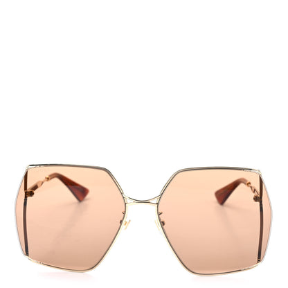 Gucci Metal Square Frame Sunglasses GG0817S Gold 2 of 8