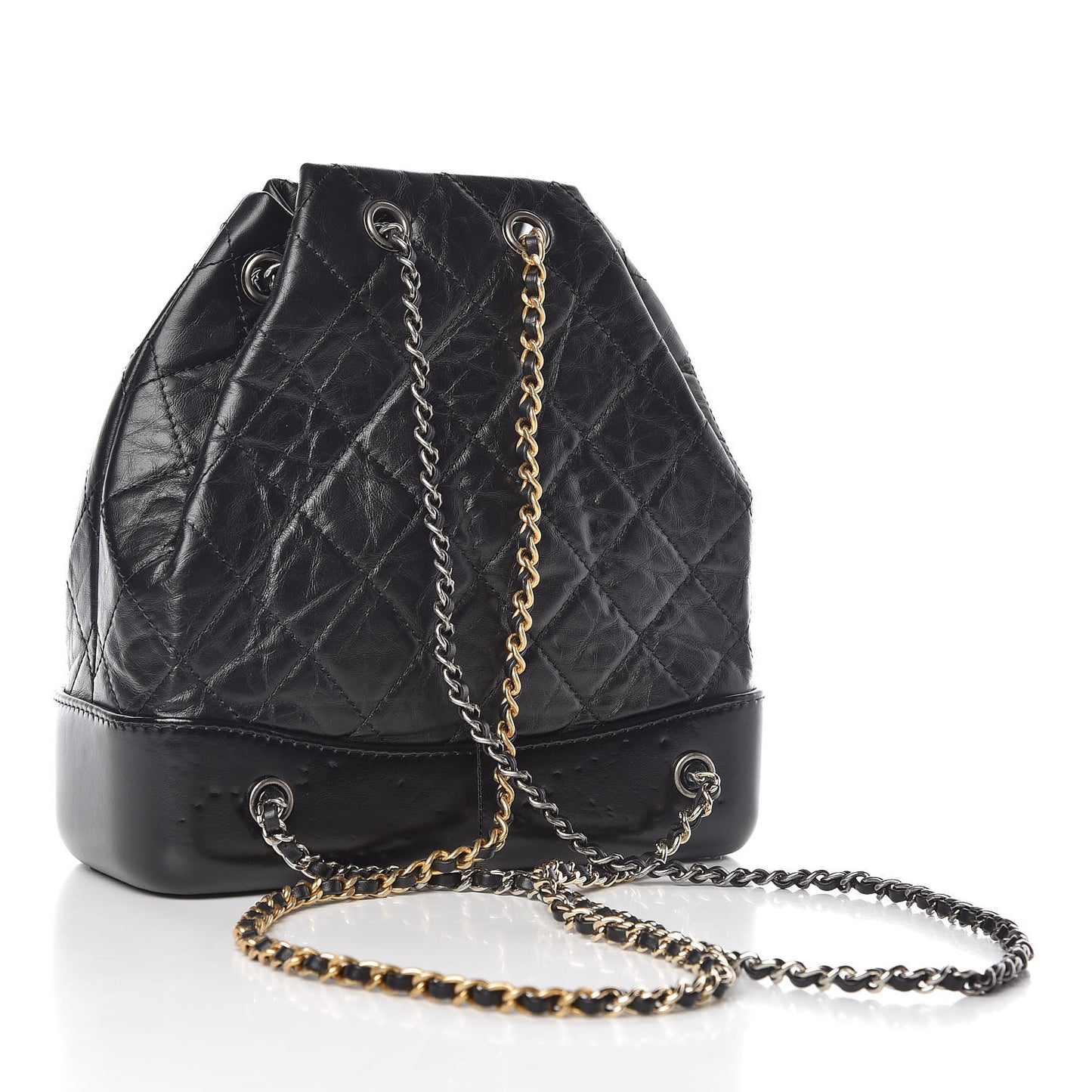 Aged Calfskin Quilted Small Gabrielle Backpack Black