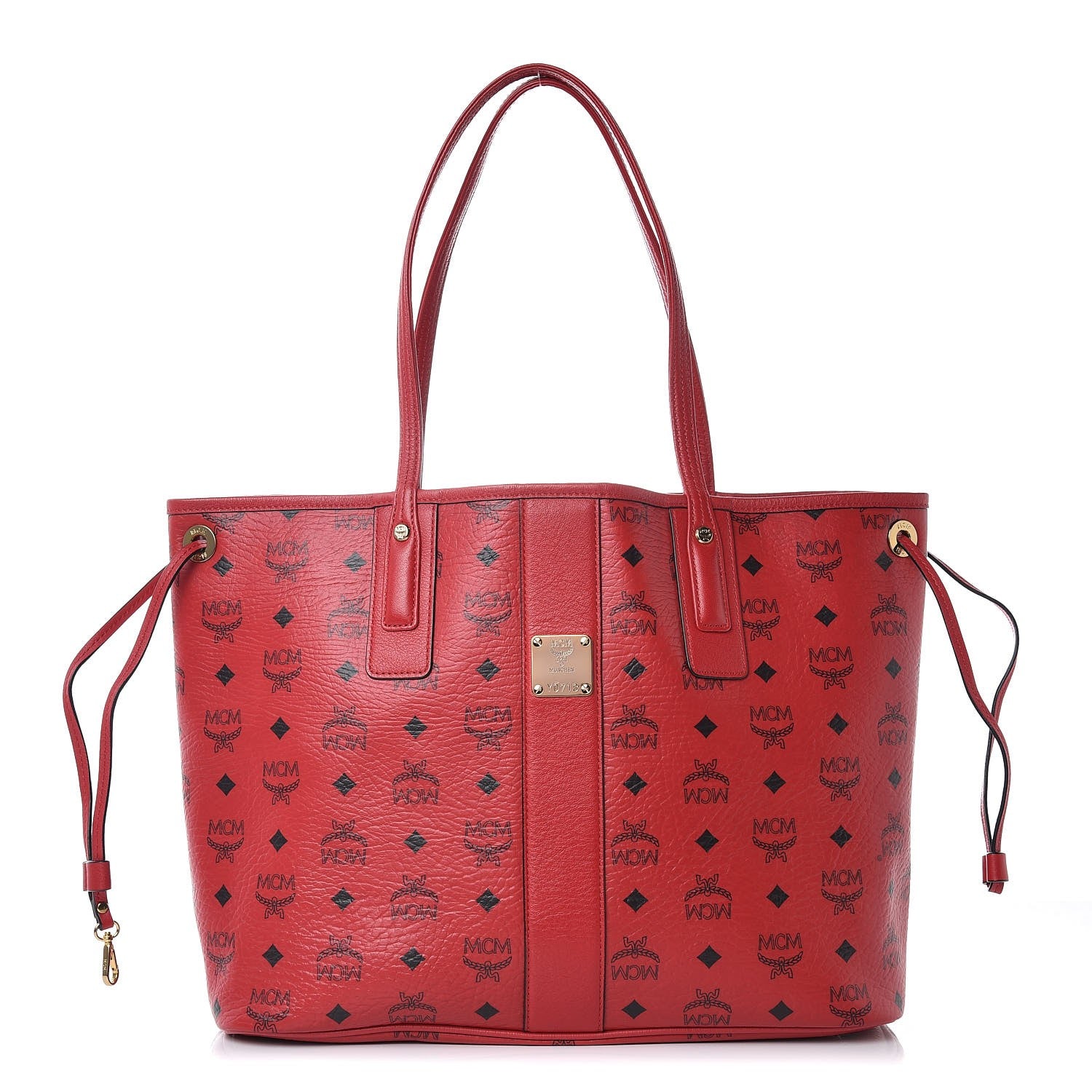 MCM Visetos Medium Liz Reversible Shopper Tote Ruby Red 3 of 11