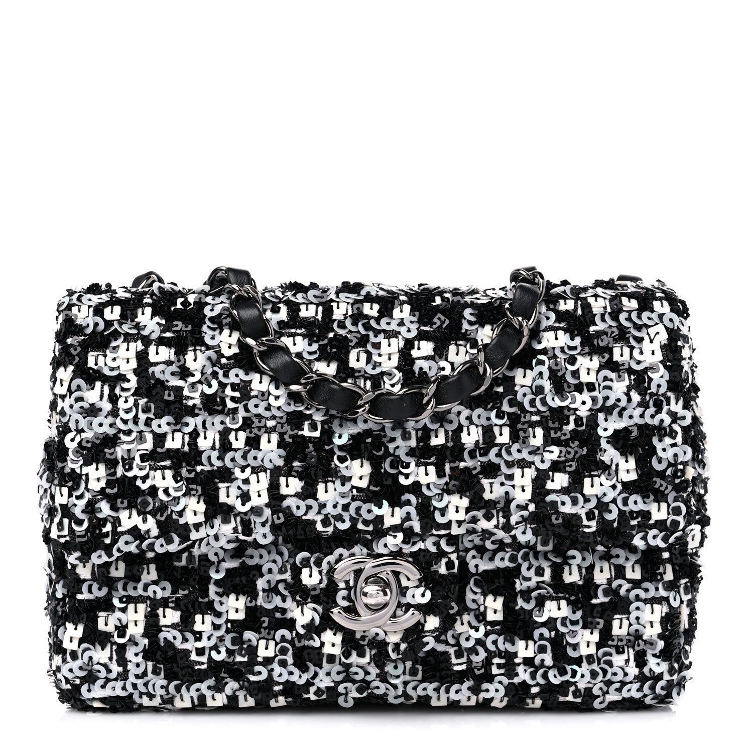 Chanel Sequin Lambskin Mini Flap Silver Black 1 of 11