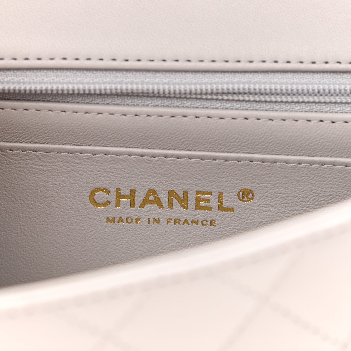 Lambskin Quilted Mini Top Handle Rectangular Flap Grey