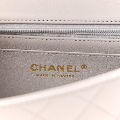 Chanel Lambskin Quilted Mini Top Handle Rectangular Flap Grey 6 of 11