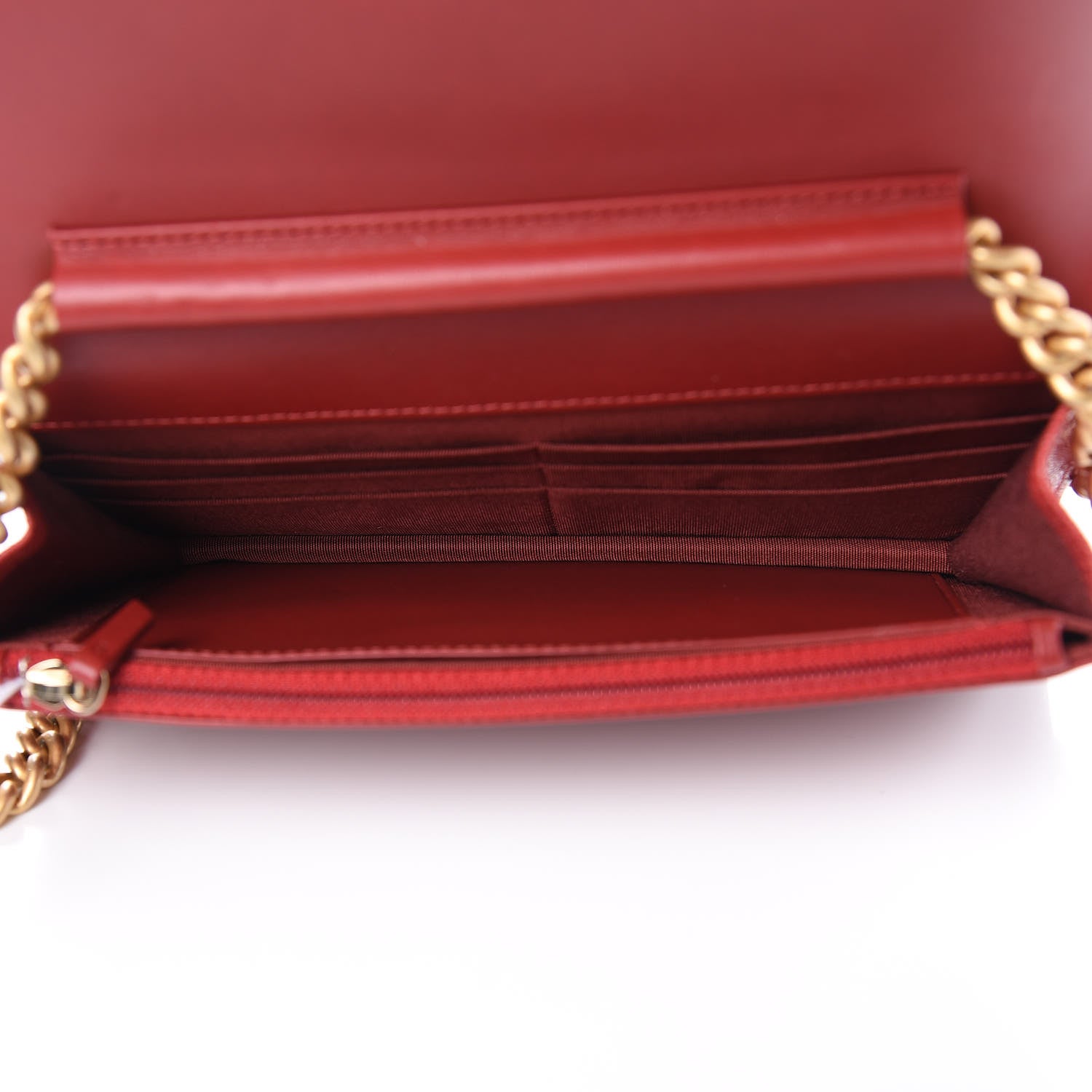 Chanel Caviar Quilted Boy Wallet On Chain WOC Red 5 of 12