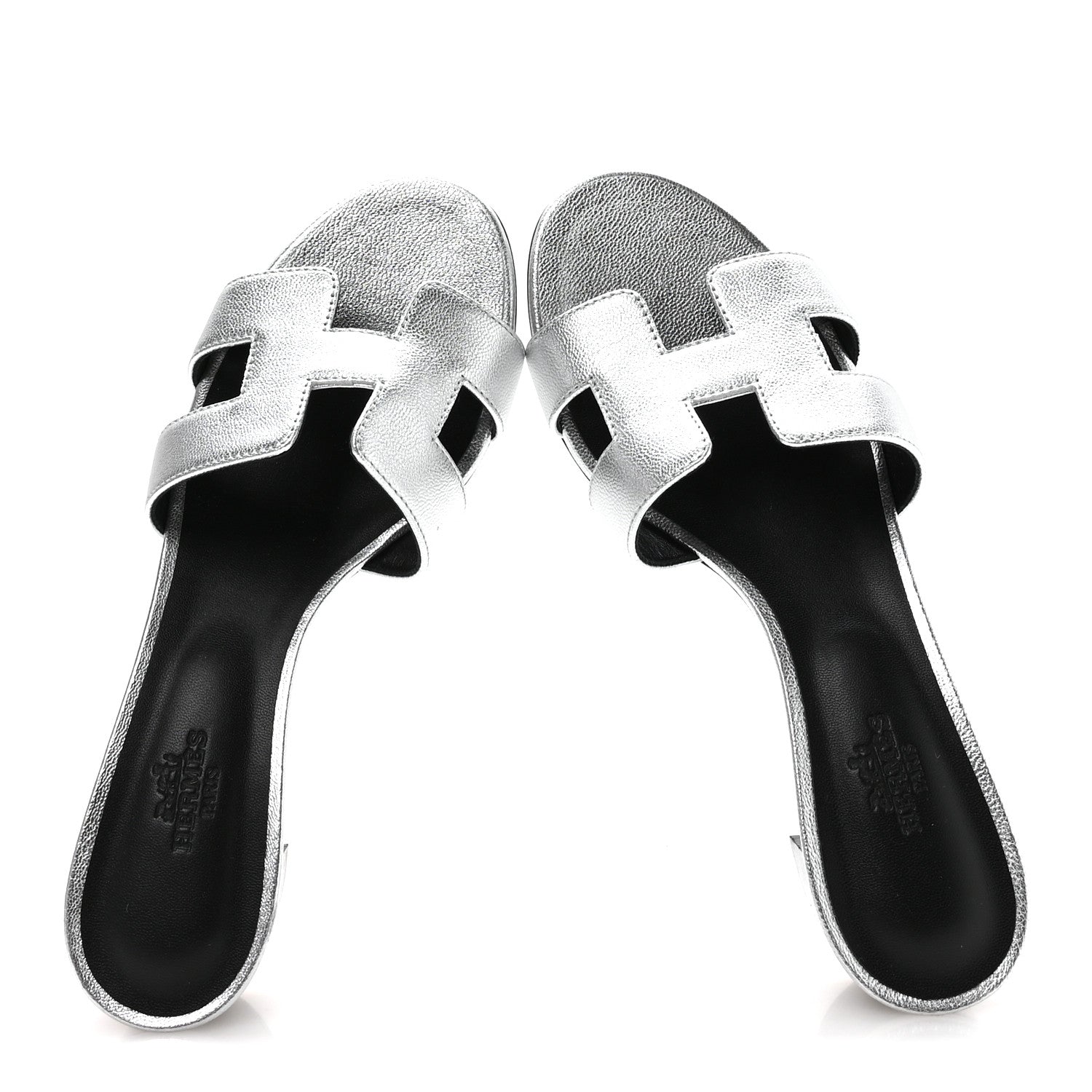 Hermes Metallic Goatskin Oasis Sandals 36.5 Gris Argente 2 of 8
