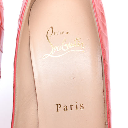 Christian Louboutin Crocodile Lucido Bianca 140 Pumps 37 Corail 7 of 11