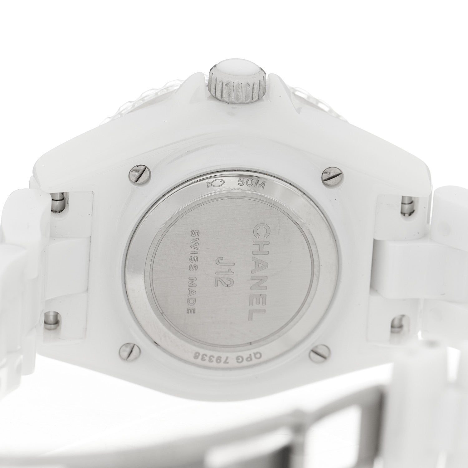 Chanel Stainless Steel Ceramic Diamond Bezel 33mm J12 Quartz Watch White 4 of 5