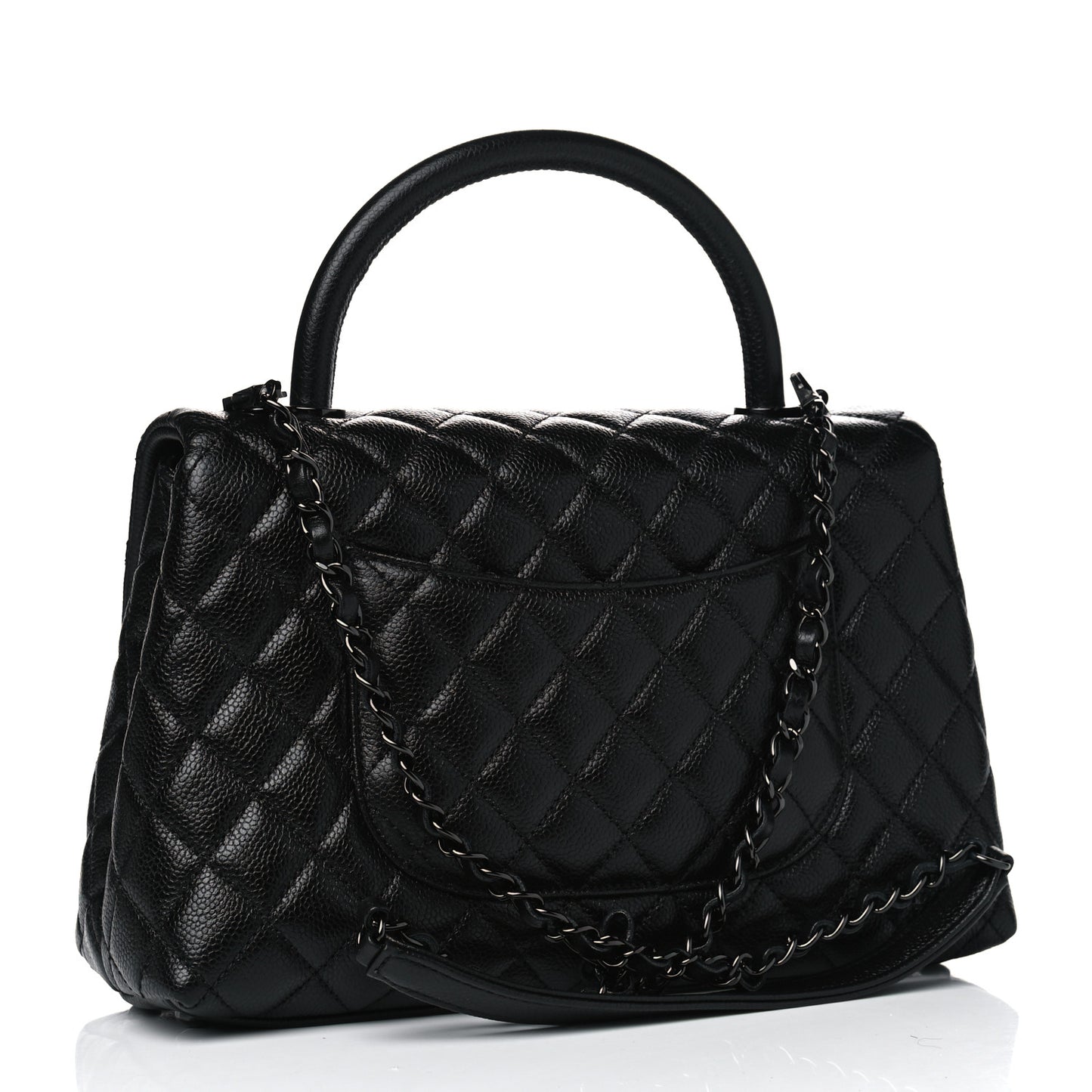 Caviar Quilted Small Coco Handle Flap So Black