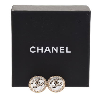 Chanel Pearl Crystal CC Round Earrings Gold 5 of 5